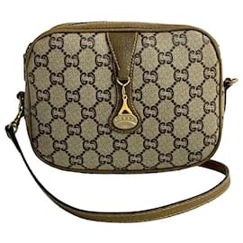 Gucci-Gucci Old Gucci Plus GG Logo Leather Shoulder Bag-Brown