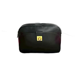 Céline-Celine Logo Calf Shoulder Bag-Black
