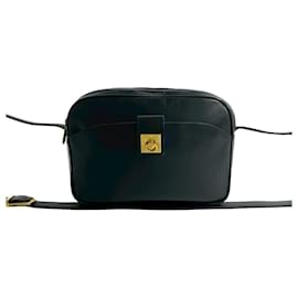 Céline-Celine Logo Calf Shoulder Bag-Black