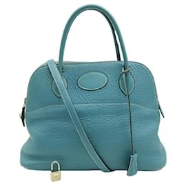 Hermès-Hermes Bolide 31 Leather Handbag-Blue