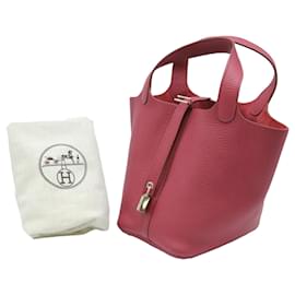 Hermès-Hermes Picotin Lock PM Leather Handbag-Red