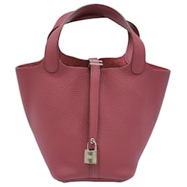 Hermès-Hermes Picotin Lock PM Leather Handbag-Red