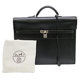 Hermès-Hermes Kelly Depeche 38 Briefcase Black Leather-Black