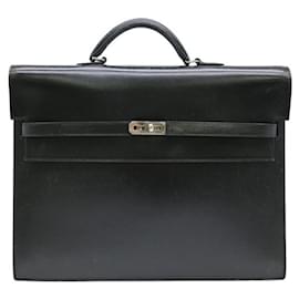 Hermès-Hermes Kelly Depeche 38 Briefcase Black Leather-Black