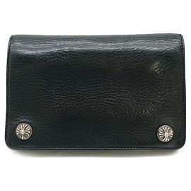 Chrome Hearts Leather Wallet Black Black