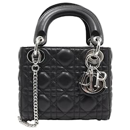 Dior-Dior Lady Dior Mini Cannage Lambskin Handbag-Black