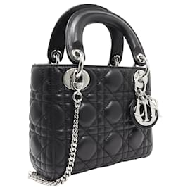 Dior-Dior Lady Dior Mini Cannage Lambskin Handbag-Black