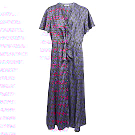 Sandro- Sandro Paris Printed Buttoned Midi Dress in Multicolor Polyester-Multiple colors