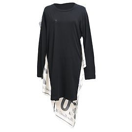 Maison Martin Margiela Abito t-shirt midi in cotone nero Maison Margiela con sciarpa Nero
