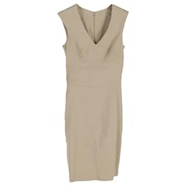 Joseph- Joseph V-Neck Midi Dress in Beige Linen-Beige