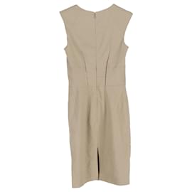 Joseph- Joseph V-Neck Midi Dress in Beige Linen-Beige