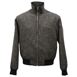 Bottega Veneta Zipped Bomber Jacket  in Black Tweed Wool Grey