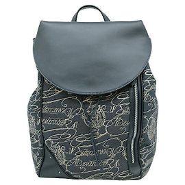 Berluti Nomade Scritto Arabesque Canvas Leather Backpack Blue