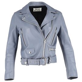 Acne Studios Bikerjacke mit Reißverschluss aus blauer Leder Blau Hellblau