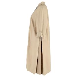 Escada- Escada Buttoned Midi Shirt Dress in Beige Cotton-Black