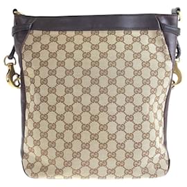 Gucci-Gucci GG Canvas/Leather Shoulder Bag 109097-Metallic,Bronze