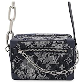 Louis Vuitton-Bolsa de Ombro Mini Soft Trunk em Tecido Monograma Louis Vuitton-Azul marinho
