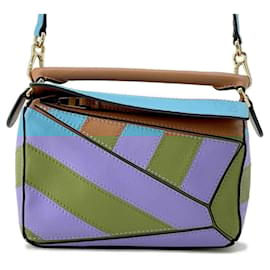 Loewe-Loewe Puzzle Mini Handbag-Brown,Blue