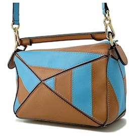 Loewe-Loewe Puzzle Mini Handbag-Brown,Blue