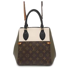 Louis Vuitton-Louis Vuitton Monogram Leather Handbag-Black,Khaki