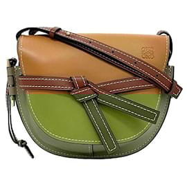 Loewe-Loewe Beige and Brown Leather Shoulder Bag-Brown,Beige