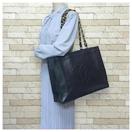 Chanel-Chanel Black Leather Chain Tote Bag-Black