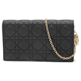 Christian Dior-Christian Dior Lady Cannage Chain Wallet-Black