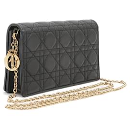 Christian Dior-Christian Dior Lady Cannage Chain Wallet-Black