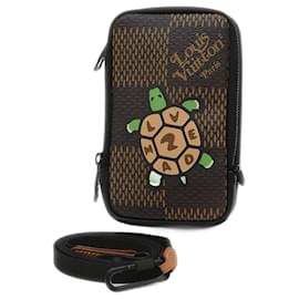 Louis Vuitton-Bolsa de ombro dupla para telefone da colaboração Louis Vuitton Damier Giant NIGO-Marrom