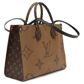 Louis Vuitton-Bolsa 2WAY On the Go MM Monograma Gigante Louis Vuitton-Marrom