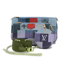 Louis Vuitton-Louis Vuitton Monogram Denim Multi Pochette Acessórios-Azul