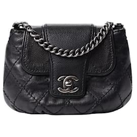 Chanel-Chanel 2014 Paris-Dallas Black Caviar Mini Bubble Graphic Messenger Flap Bag-Black,Silver hardware