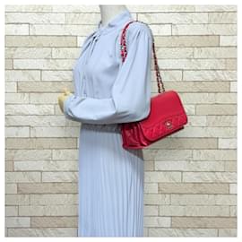 Chanel-Chanel Matelasse Red Leather Shoulder Bag-Red