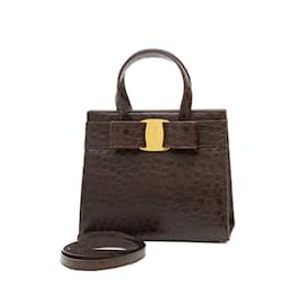 Salvatore Ferragamo-Salvatore Ferragamo Vara Ribbon 2WAY Shoulder Bag-Brown