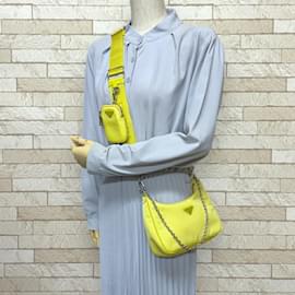 Prada-Prada Yellow Nylon Shoulder Bag-Yellow