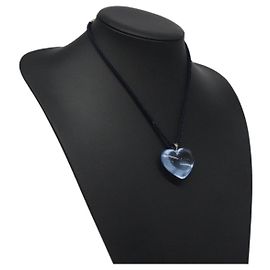 Colar Baccarat coração em cristal de vidro azul Auth am8279 Azul