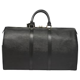 Louis Vuitton-LOUIS VUITTON Epi Keepall 45 Bolsa Boston Preta M42972 LV Auth yk18048-Preto