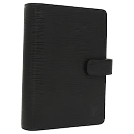 Louis Vuitton-LOUIS VUITTON Agenda MM Epi Capa de Planejador Diário Preta R20042 LV Auth ac3764-Preto