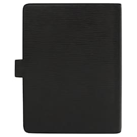 Louis Vuitton-LOUIS VUITTON Agenda MM Epi Capa de Planejador Diário Preta R20042 LV Auth ac3764-Preto