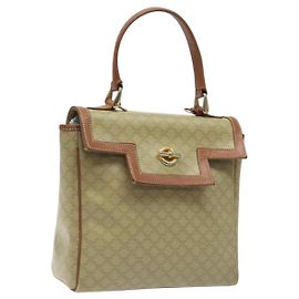 Céline CELINE Macadam Canvas Handtasche PVC Beige Gold Auth 120908 Beige Golden