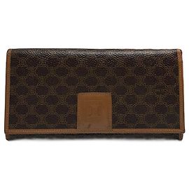 Céline Vintage Celine Paris Leather monogram Wallet Brown Brown