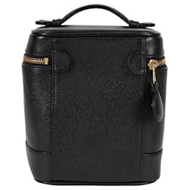 Chanel-CHANEL COCO Mark Vanity Pouch Caviar Skin Black Gold CC Auth PP414M-Black,Golden