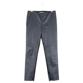Fendi Black leather slim pants Black