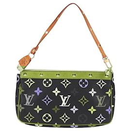 Louis Vuitton-LOUIS VUITTON Pochette Accessoires Multicolor Monograma Preto M92648 Auth 118531M-Preto