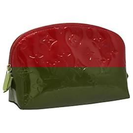 Louis Vuitton-LOUIS VUITTON Pochette Cosmética Vernis Pomme D'amour M91496 LV Auth 120415-Vermelho