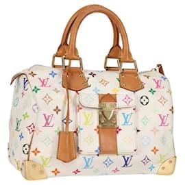 Louis Vuitton-LOUIS VUITTON Bolsa de Mão Speedy 30 Monograma Multicolorido Branca M92643 Auth 120533M-Branco,Bronze