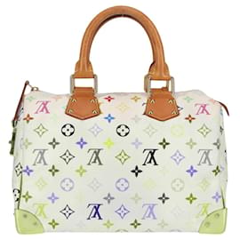 Louis Vuitton-LOUIS VUITTON Bolsa de Mão Speedy 30 Monograma Multicolorido Branca M92643 Auth 120533M-Branco,Bronze