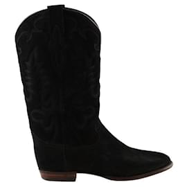 Autre Marque-Suede cowboy boots-Black