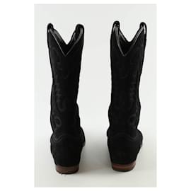 Autre Marque-Suede cowboy boots-Black