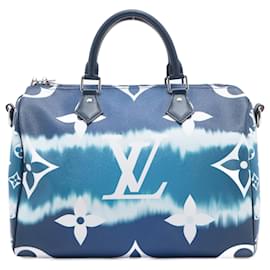 Louis Vuitton-Speedy 30 À Beira da Piscina Bolsa de Canvas 2-Ways Azul-Azul